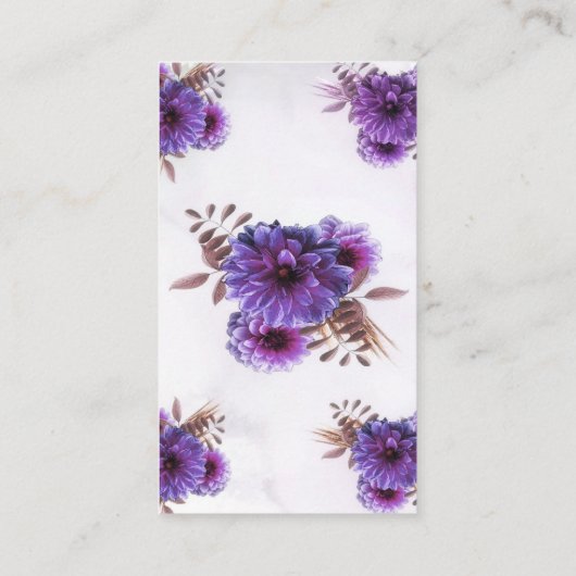 Purple Watercolor Chrysanthemum Wedding Reception Informatiekaartje (Achterkant)