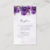 Purple Watercolor Chrysanthemum Wedding Reception Informatiekaartje (Voorkant)