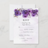 Purple Watercolor Chrysanthemum Wedding RSVP Card (Voorkant)