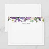 Purple Watercolor Floral Personalized Stationery Notitiekaartje (Voorkant / Achterkant)
