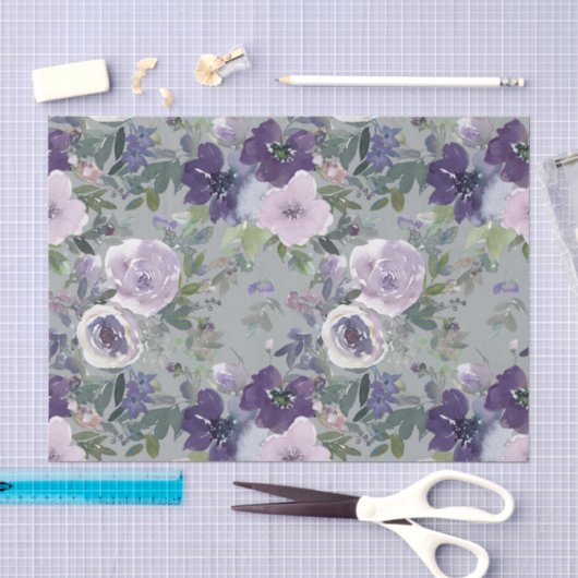 Purple Watercolor Flowers Tissuepapier (Craft)