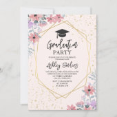 Purple watercolor flowers with gold Glitter Kaart (Voorkant)