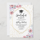Purple watercolor flowers with gold Glitter Kaart (Voorkant)
