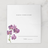 Purple Watercolor Orchids Tropical Wedding Plaatskaartje (Buitenkant ongevouwen)