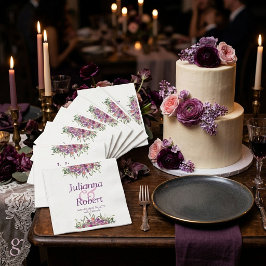 Purple watercolor wildflowers  napkins servet