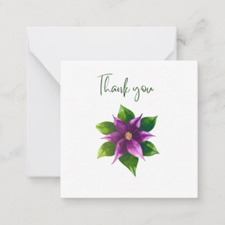 Purple Watercolour Flower Thank You Flat Notecard Notitiekaartje
