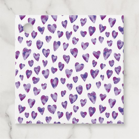 Purple Watercolour Heart Bedankjes Labels (Voorkant)