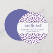 Purple Watercolour Heart Save The Date (Voorkant / Achterkant)