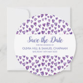 Purple Watercolour Heart Save The Date (Voorkant)