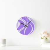 Purple Waves Wall Clock Ronde Klok (Huis)
