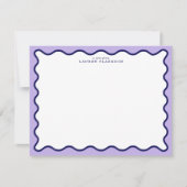 Purple Wavy Frame Note Card with Striped Back Kaart (Voorkant)