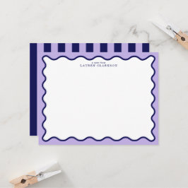 Purple Wavy Frame Note Card with Striped Back Kaart