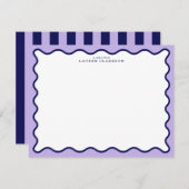 Purple Wavy Frame Note Card with Striped Back Kaart (Voorkant / Achterkant)