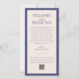 Purple Wedding Ceremony or Reception Welcome Bedankkaart