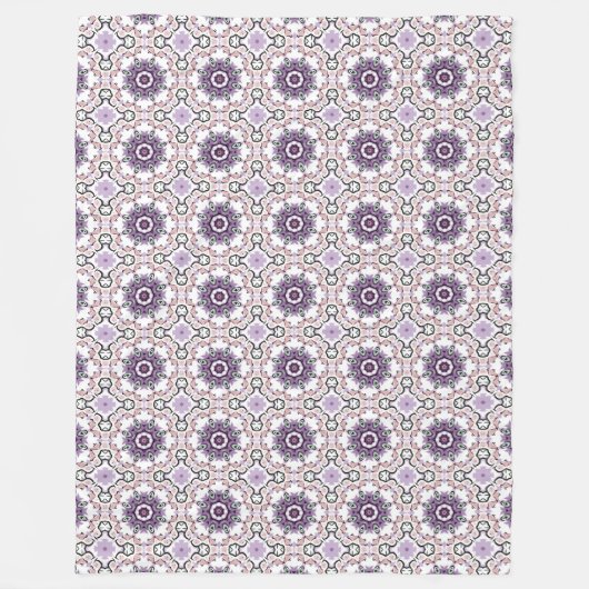 Purple, white and gray geometric mandala pattern fleece deken (Voorkant)