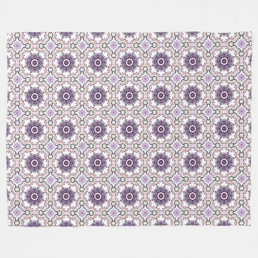 Purple, white and gray geometric mandala pattern  fleece deken (Voorkant (Horizontaal))
