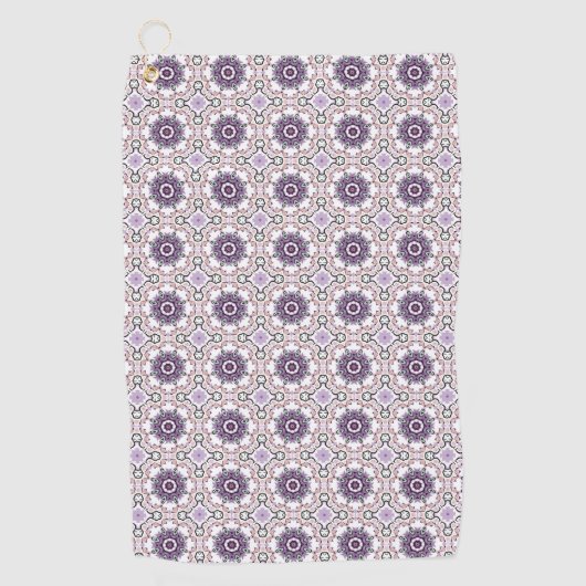 Purple, white and gray geometric mandala pattern  golfhanddoek (Voorkant)