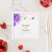 Purple White And Green Floral Design Napkins Servet (Insitu)
