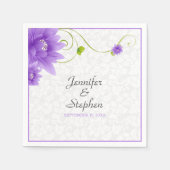 Purple White And Green Floral Design Napkins Servet (Voorkant)