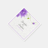 Purple White And Green Floral Design Napkins Servet (Hoek)