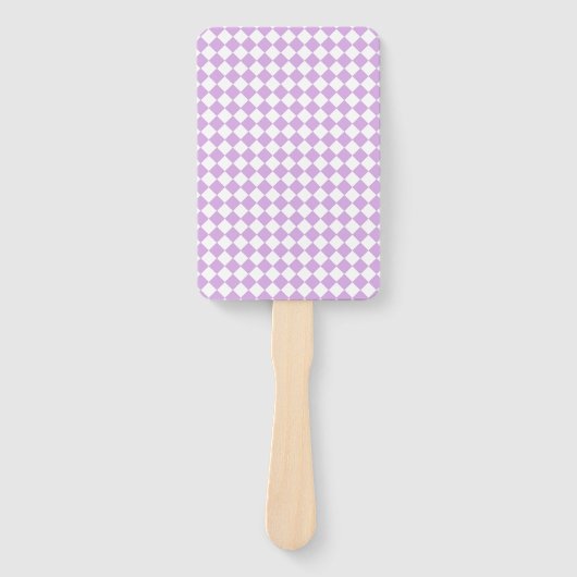 Purple White Checker Diamond Pattern Handwaaier (Voorkant)