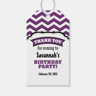 Purple White Chevron Birthday Thank You Tags Cadeaulabel