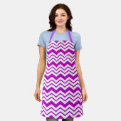 Purple White Chevron Zigzag Pattern Design  Schort (Gedragen)
