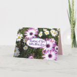 Purple White Daisy Flower Garden Thinking Of You Kaart<br><div class="desc">Purple White Daisy Flower Garden Happy Birthday Card. Designed from one of my originals from my garden,  enjoy.</div>