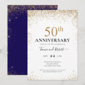 Purple White Gold 50th Wedding Anniversary  Kaart (Voorkant / Achterkant)