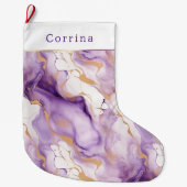 Purple White Gold Abstract Grote Kerstsok (Voorkant)