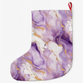 Purple White Gold Abstract Grote Kerstsok (Achterkant)