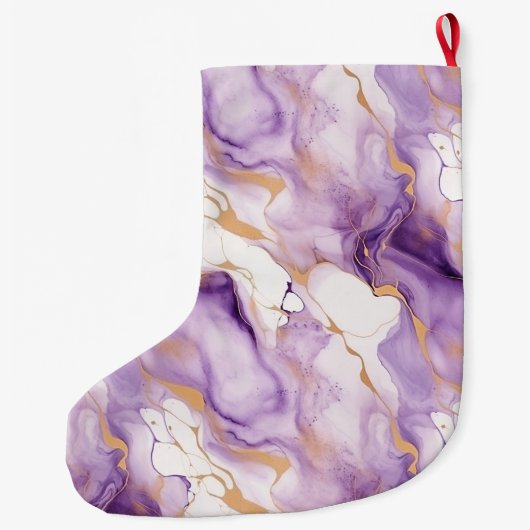 Purple White Gold Abstract Grote Kerstsok (Achterkant)