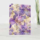 Purple White Gold Abstract Iris Flowers Birthday Kaart (Achterkant)