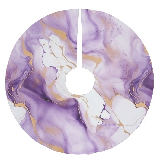 Purple White Gold Abstract Kerstboom Rok (Voorkant)