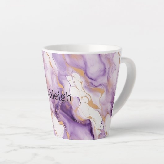 Purple White Gold Abstract Latte Mok (Rechterhoek)