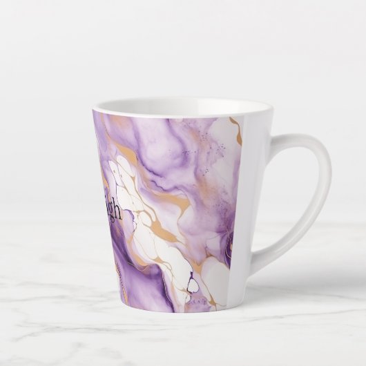 Purple White Gold Abstract Latte Mok (Rechts)