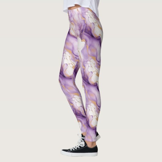 Purple White Gold Abstract Leggings (Links)