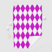 Purple White Harlequin Diamonds Checkers Design  Golfhanddoek (Insitu)
