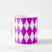 Purple White Harlequin Diamonds Checkers Design  Koffiemok (Voorkant links)