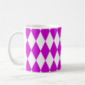 Purple White Harlequin Diamonds Checkers Design  Koffiemok (Links)