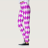 Purple White Harlequin Diamonds Checkers Design  Leggings (Links)