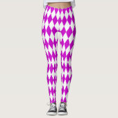 Purple White Harlequin Diamonds Checkers Design  Leggings (Voorkant)
