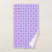 Purple White Hearts Pattern Bad Handdoek (Handdoek)