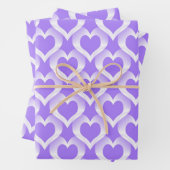 Purple White Hearts Pattern Inpakpapier Vel (In situ)