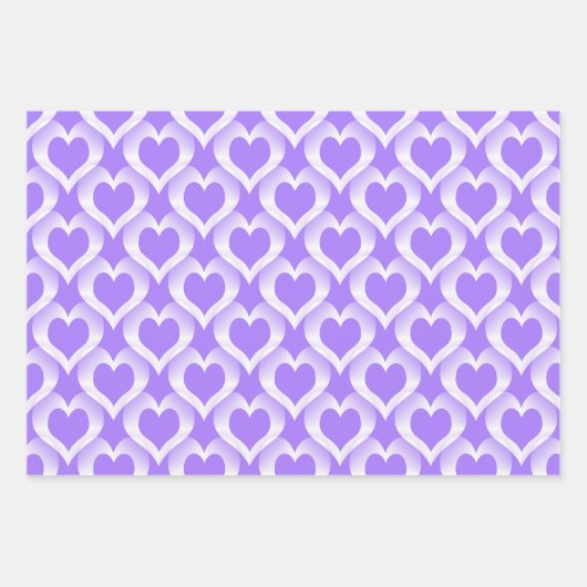 Purple White Hearts Pattern Inpakpapier Vel (Voorkant)