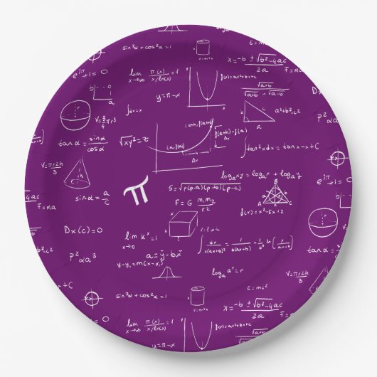 Purple White Math Equations Graphics Graduation Papieren Bordje (Voorkant)