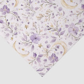 Purple White Moons & Stars Floral Baby Shower Tissuepapier (Detail)