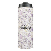 Purple White Moons & Stars Floral Thermosbeker (Voorkant)