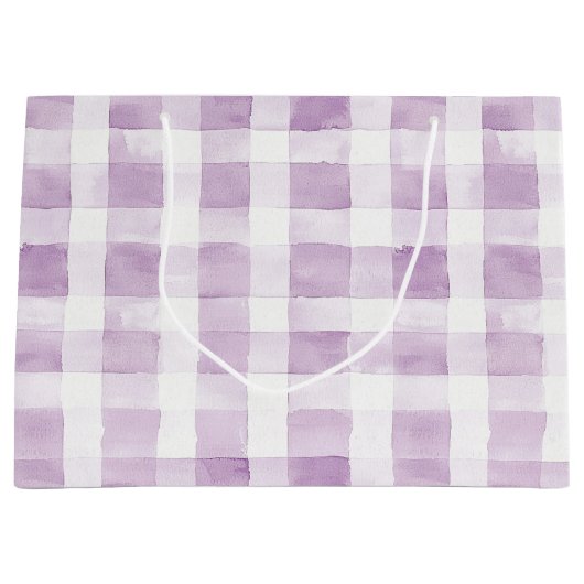 Purple White Plaid Stripes Birthday Groot Cadeauzakje (Voorkant)