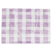 Purple White Plaid Stripes Birthday Groot Cadeauzakje (Achterkant)